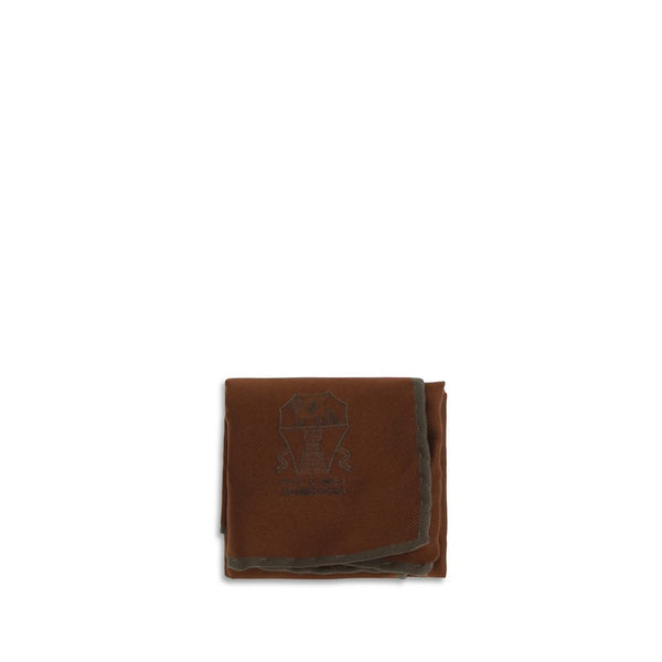 Brunello Cucinelli Brown Silk Pocket Square