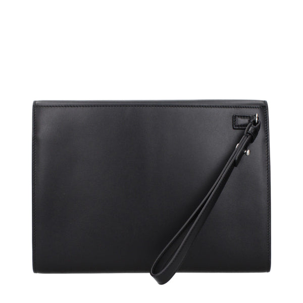 Ferragamo Black Leather Clutch Bag