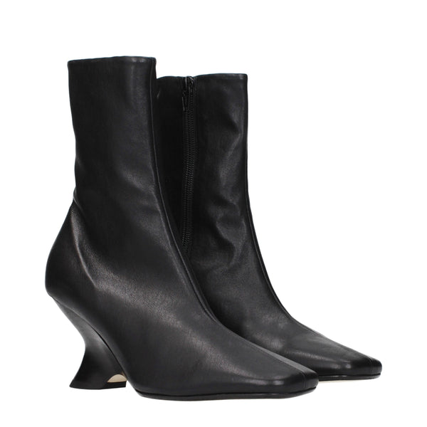 Dries Van Noten Black Leather Ankle Boots