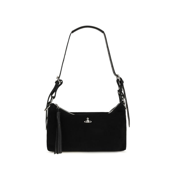 Vivienne Westwood Black Suede Leather Shoulder Bag