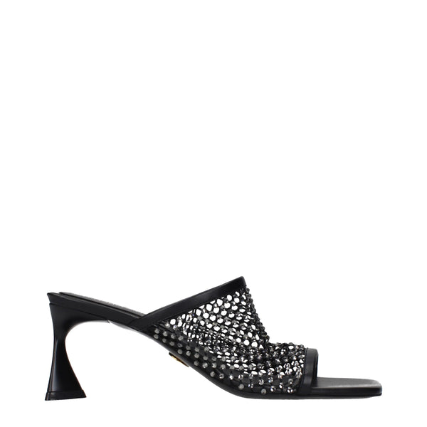 Stella McCartney Black Leather Stiletto Heel Sandals
