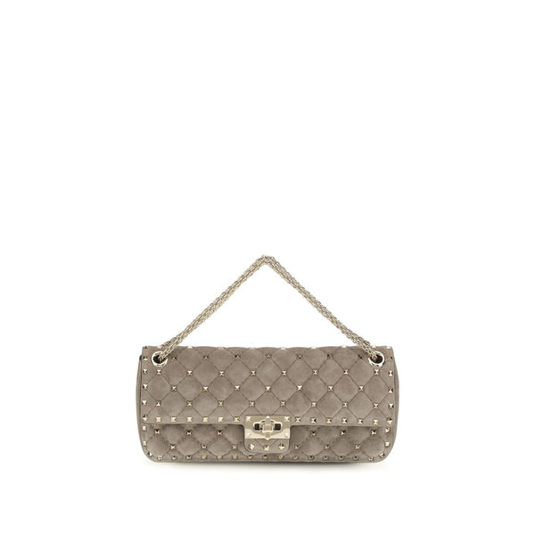 Valentino Garavani Gray Suede Leather Shoulder Bag