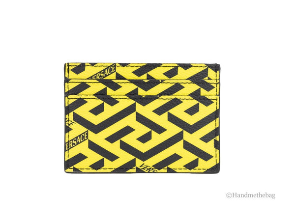 Versace La Greca Pineapple Multicolor Signature Coated Canvas Card Case Wallet