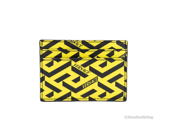 Versace La Greca Pineapple Multicolor Signature Coated Canvas Card Case Wallet