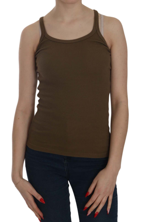 PINK MEMORIES Brown Sleeveless Spaghetti Strap Blouse Top