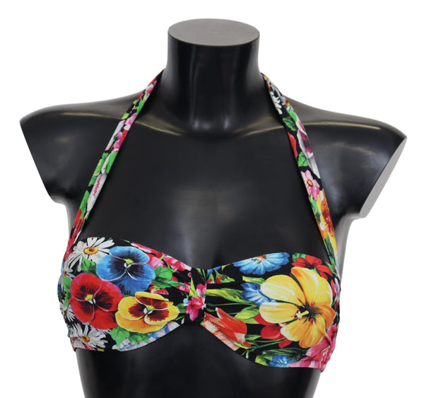 Dolce & Gabbana Multicolor Floral Print Swimwear Bikini Tops