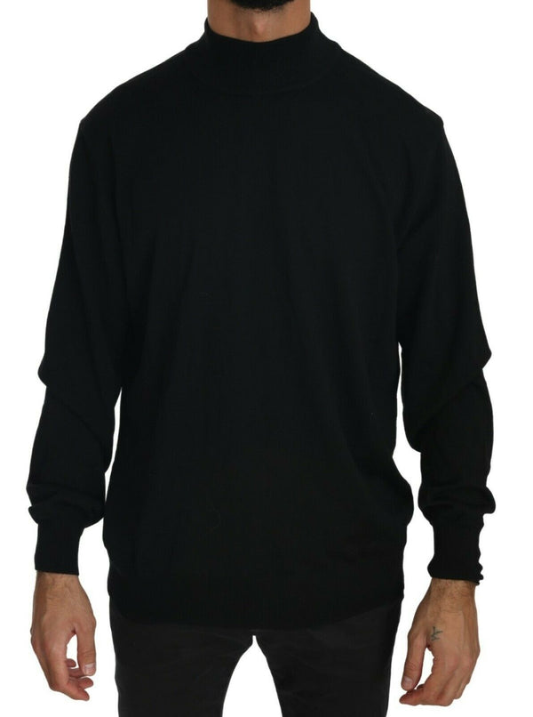 MILA SCHÖN Black Turtle Neck Pullover Top Virgin Wool Sweater