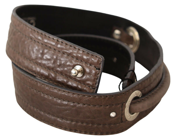Costume National Brown Leather Silver Fastening Belt