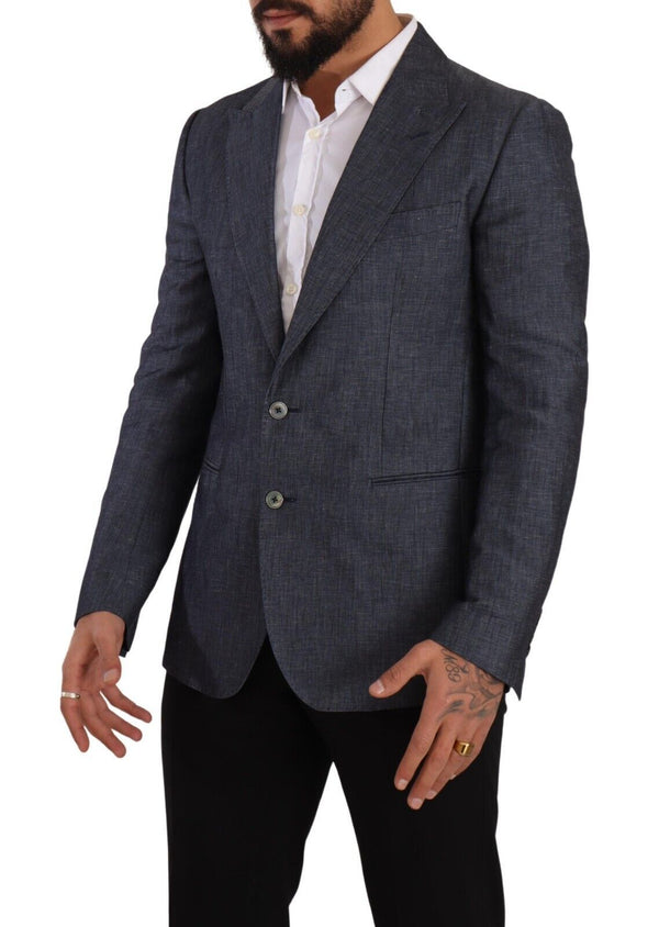 Dolce & Gabbana Blue Linen Cotton Jacket TAORMINA Blazer