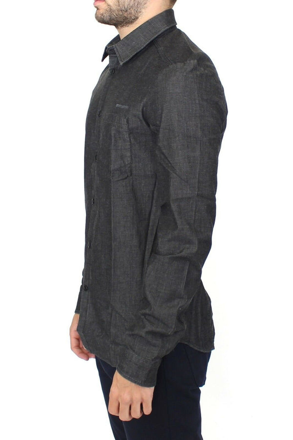 Ermanno Scervino Denim Jeans Cotton Casual Gray Stretch Shirt
