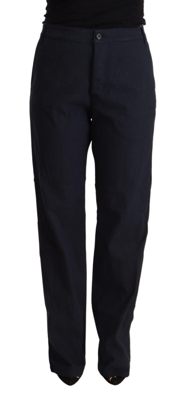 Exte Black High Waist Tapered Cotton Pants