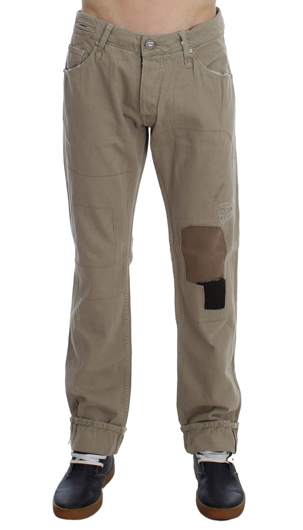Acht Beige Cotton Patchwork Jeans