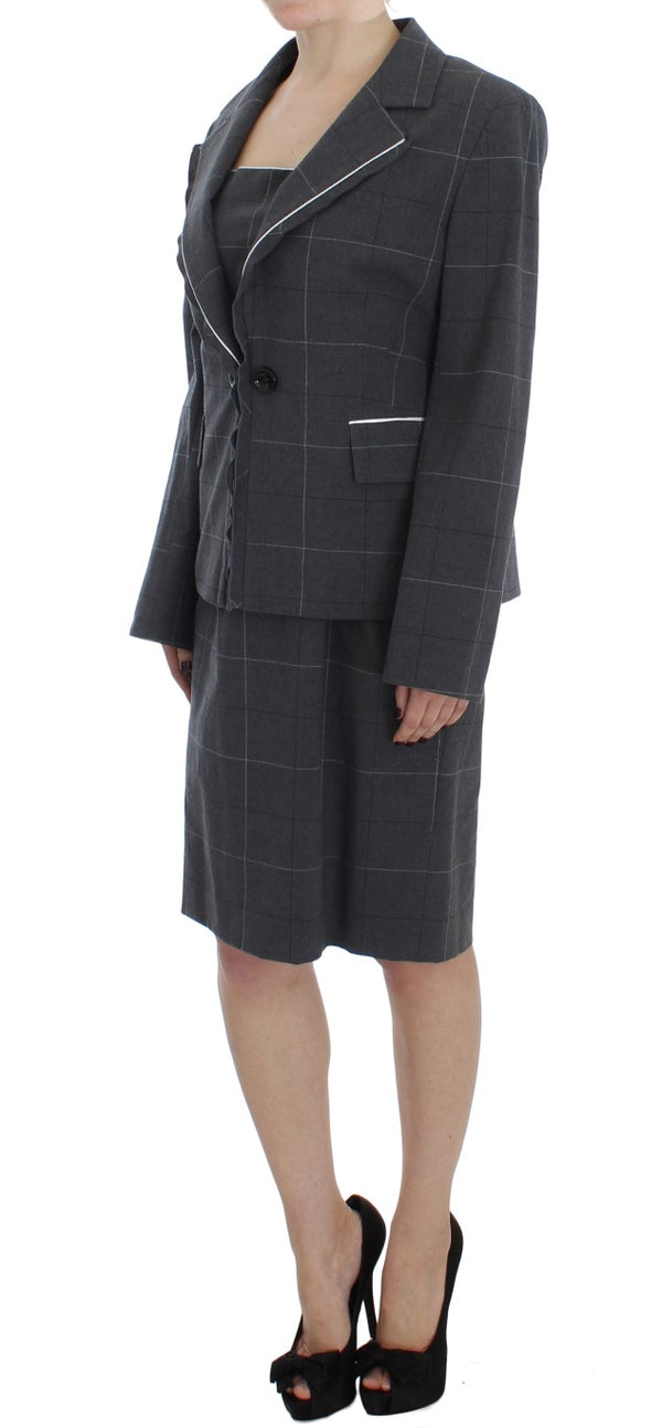 BENCIVENGA Gray Stretch Sheath Dress Suit Set