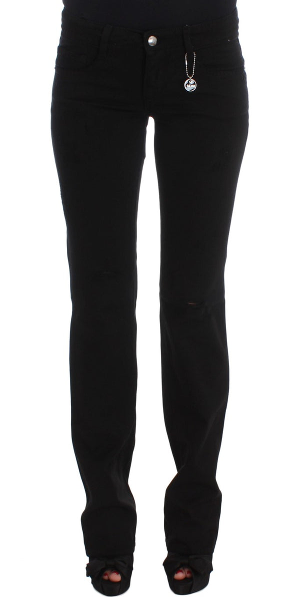 Costume National Black Cotton Slim Fit Bootcut Jeans