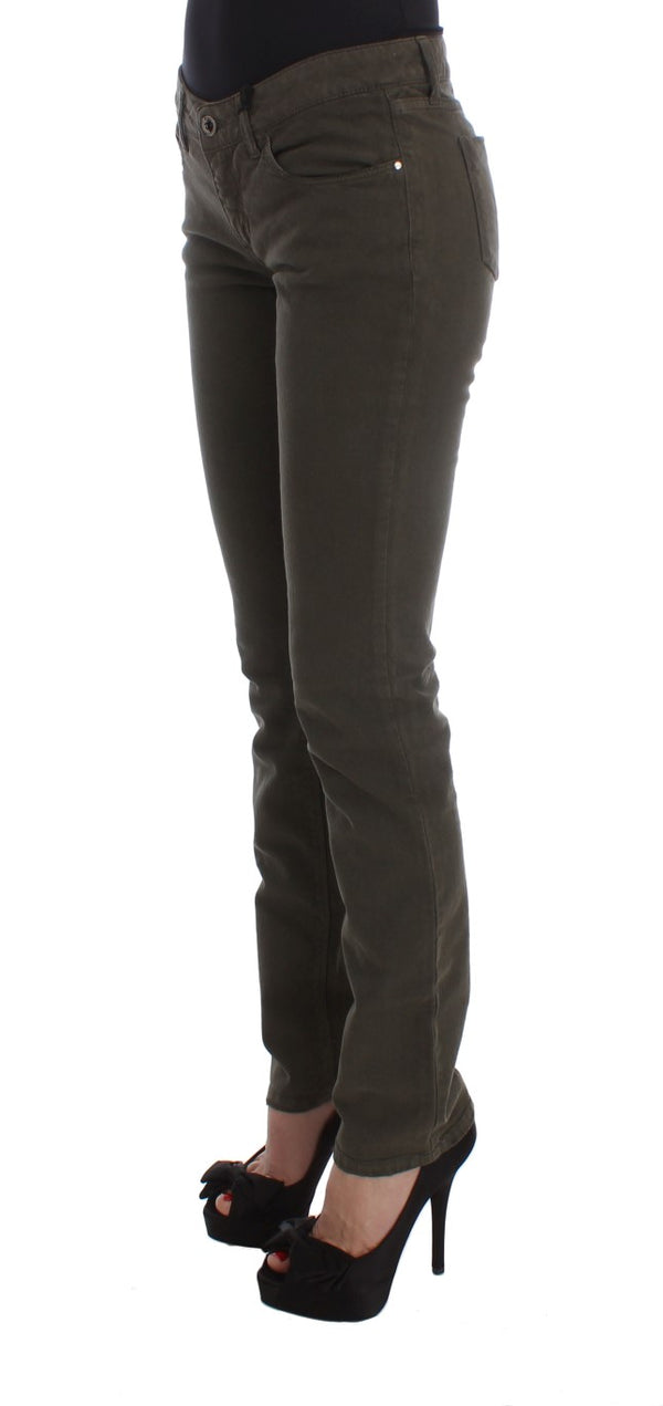 Costume National Green Cotton Blend Slim Fit Jeans