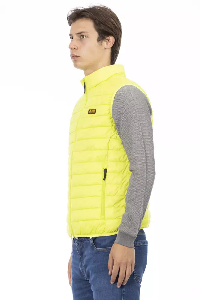 Yellow Polyester Men's Sleeveless Jacket