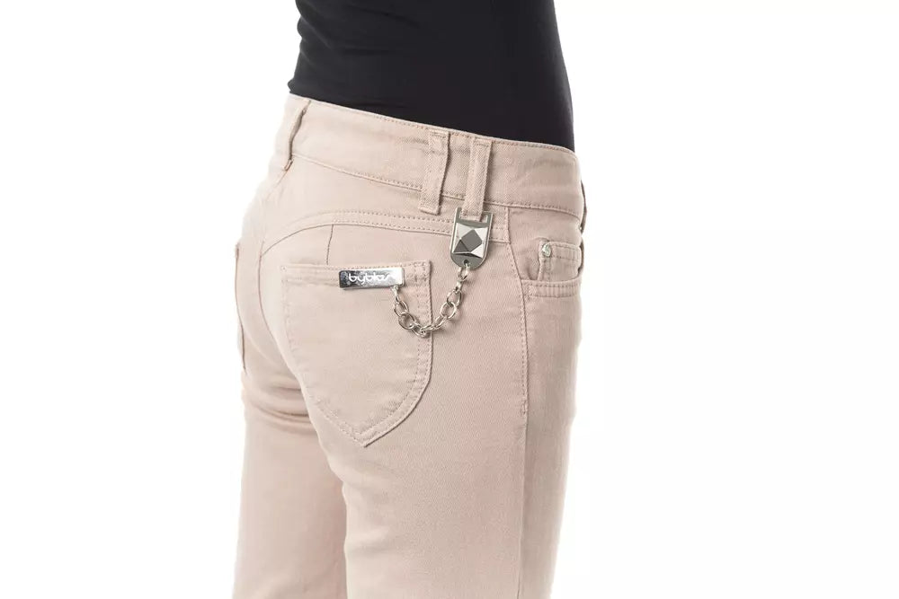 Beige Cotton Women Pant with Chain Detail on Pocket