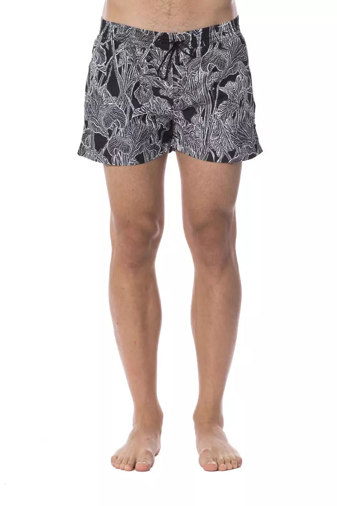 Black Polyester Men Swimsuit