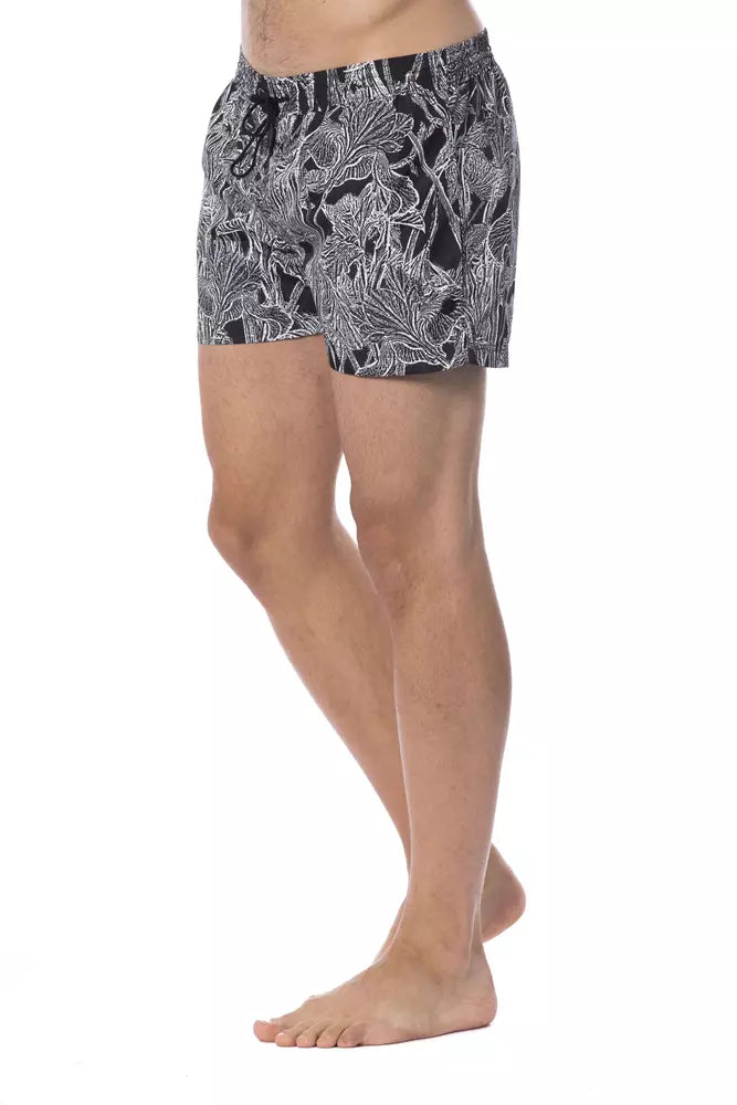 Black Polyester Men Swimsuit