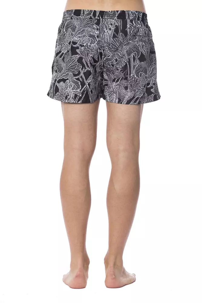 Black Polyester Men Swimsuit
