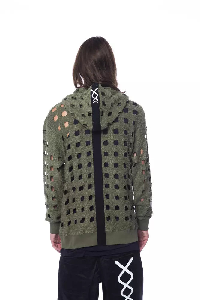 Army Cotton Men Sweater with Hood and Zip Closure