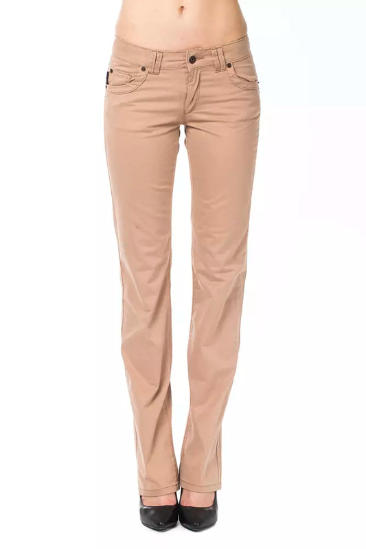 Beige Cotton Women Jeans