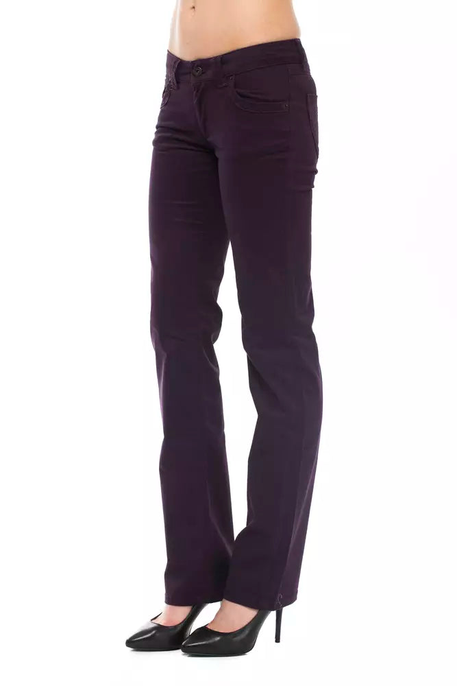 Purple Cotton Women's Pants