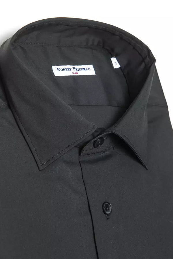 Robert Friedman Grey Cotton Men Shirt