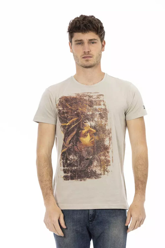 "Beige Cotton Men T-Shirt"