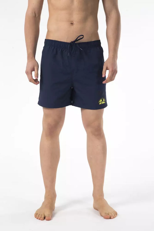 Blue Nylon Men Swimwear Short