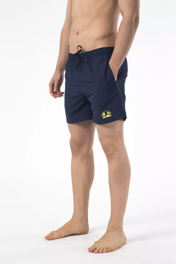 Blue Nylon Men Swimwear Short