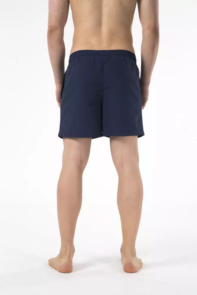 Blue Nylon Men Swimwear Short
