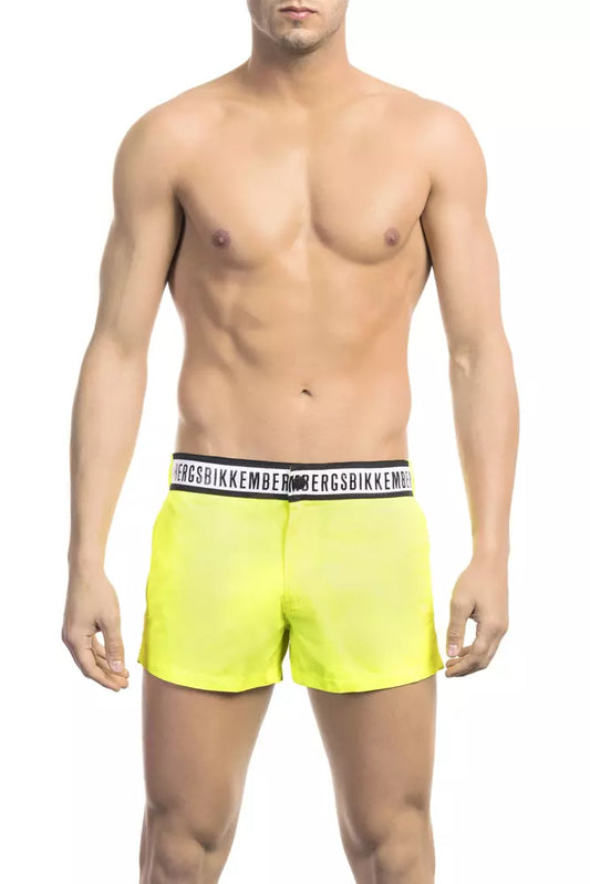 Yellow Polyamide Men Swimwear
