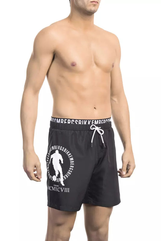 Black Polyester Men's Swim Short