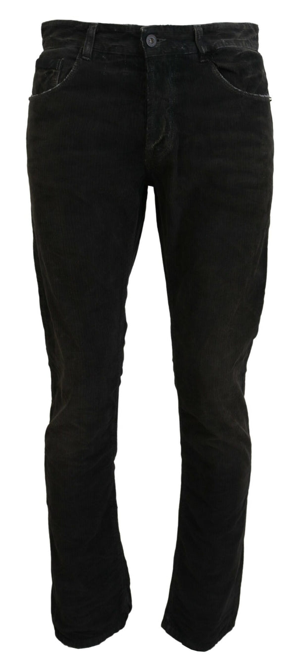 Costume National Gray Cotton Corduroy Men Casual Jeans