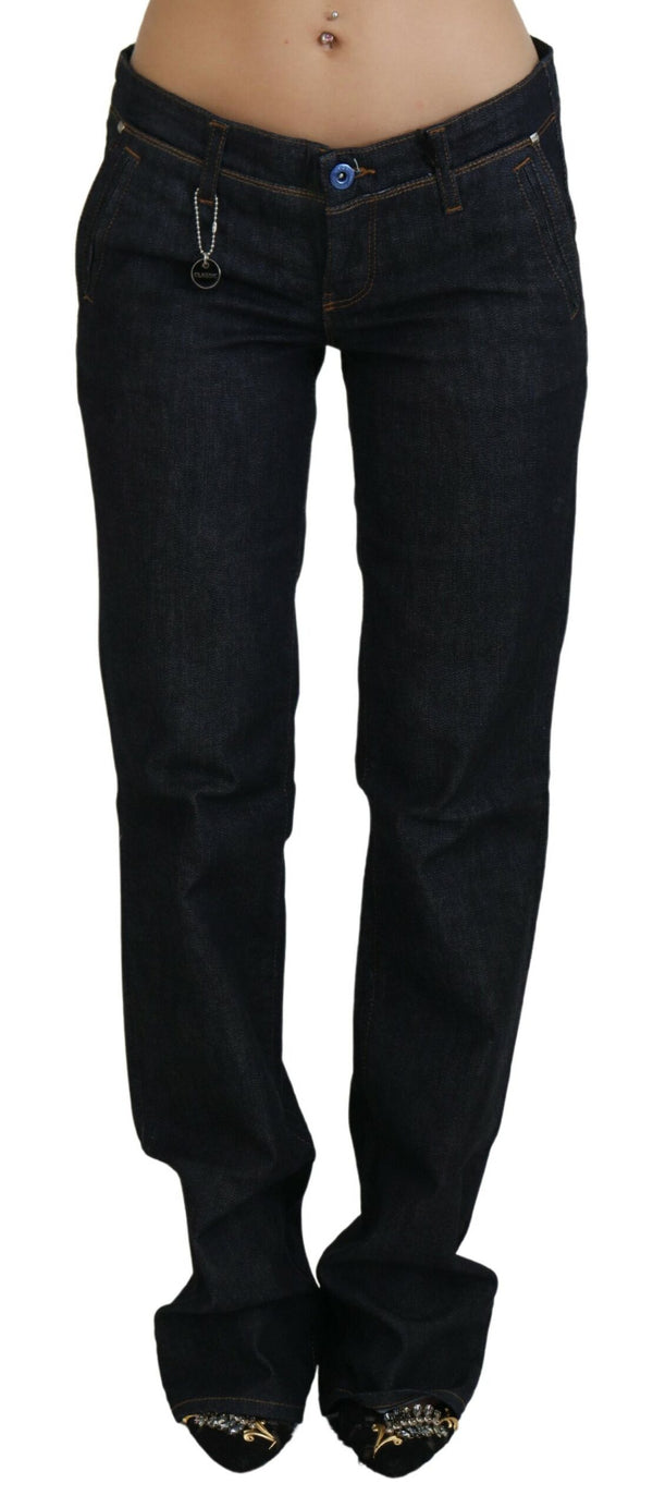 Costume National Blue Low Waist Straight Denim Pants Jeans