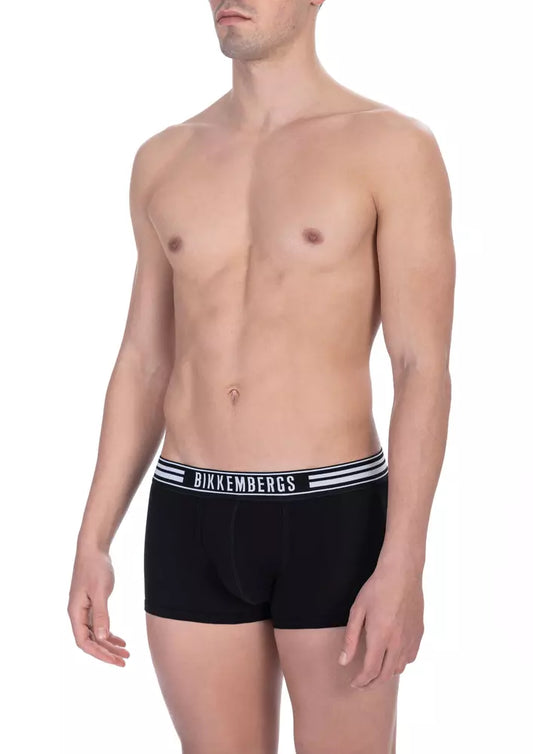 "Black Cotton Men's Underwear Trunk Twin Pack"