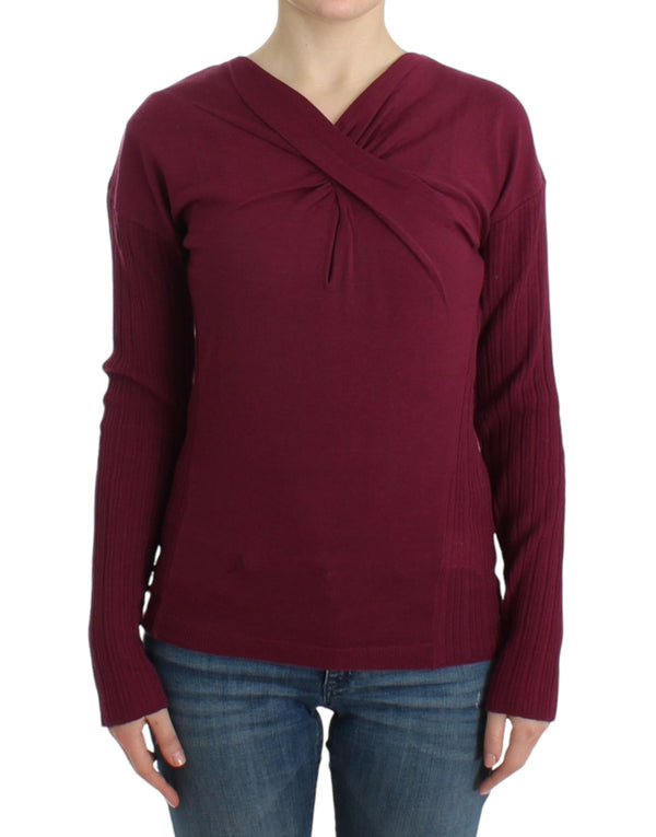 Cavalli Purple knitted wool sweater