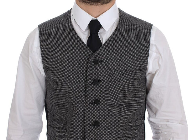 Dolce & Gabbana Gray Cotton Blend Logo Vest Gilet Weste