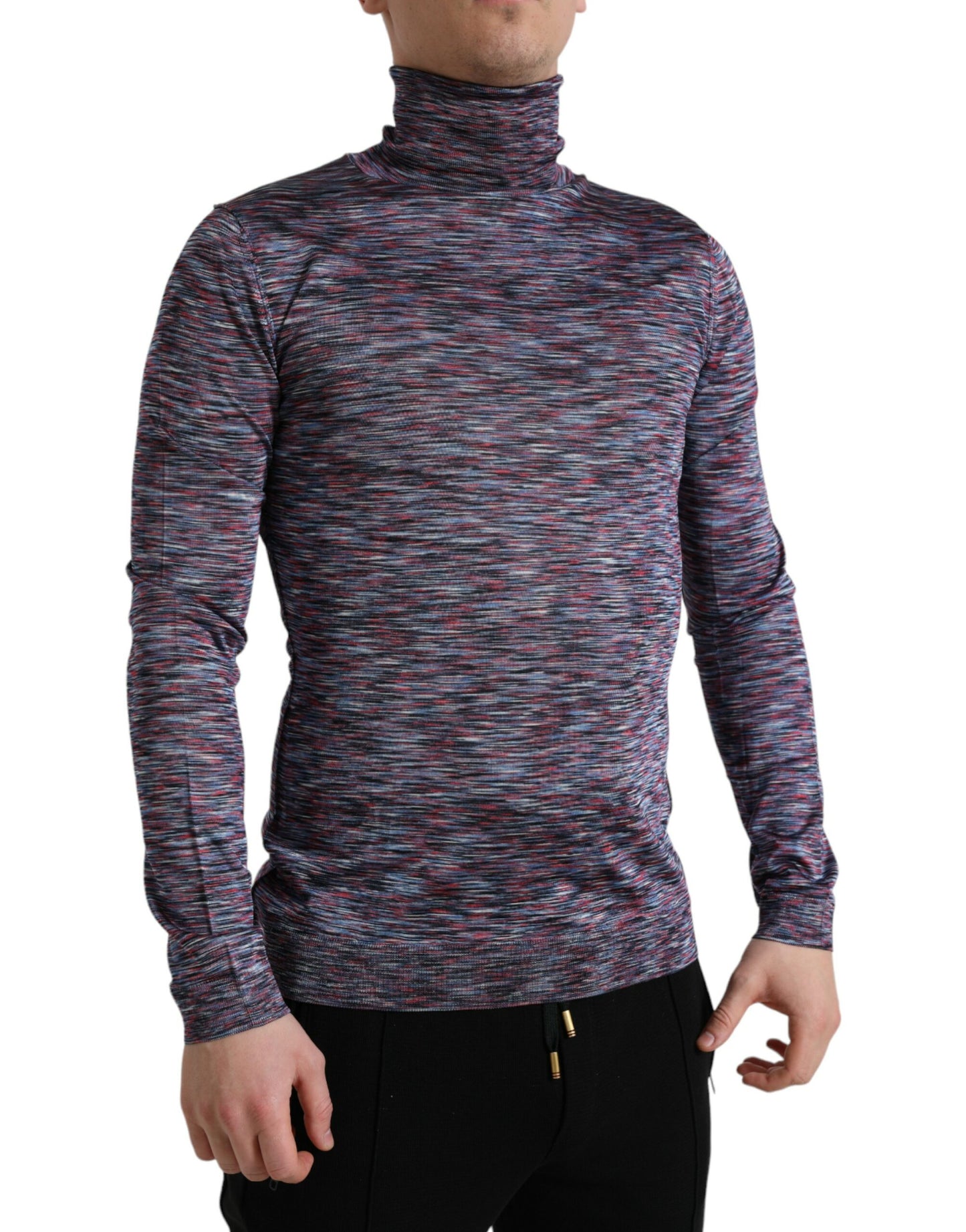 Elegant Turtleneck Pullover Sweater in Blue Purple