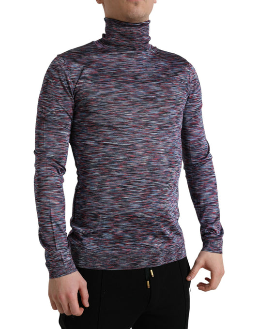 Elegant Turtleneck Pullover Sweater in Blue Purple