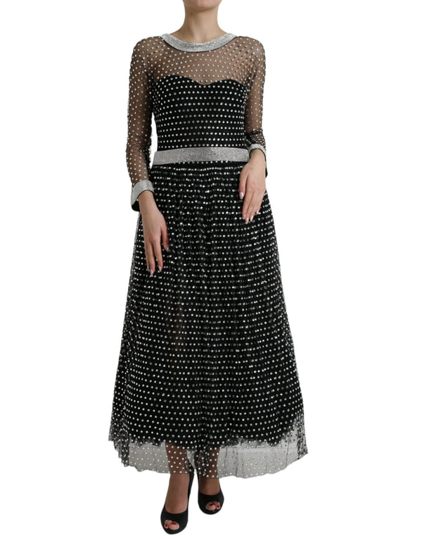 Dolce & Gabbana Black Crystal Embellished A-line Gown Dress