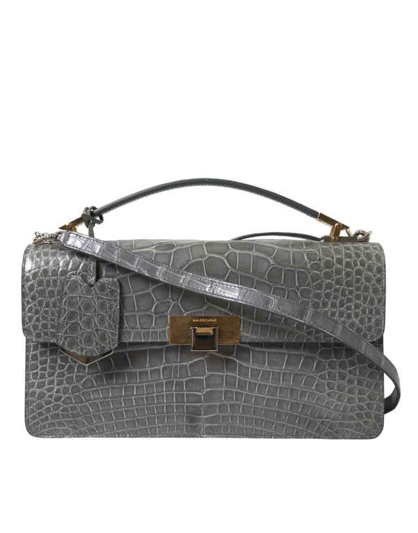 Balenciaga Gray Exotic Leather Medium Shoulder Hand Purse Bag