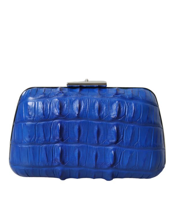 Balenciaga Blue Exotic Skin Leather Shoulder Crossbody Box Clutch Bag