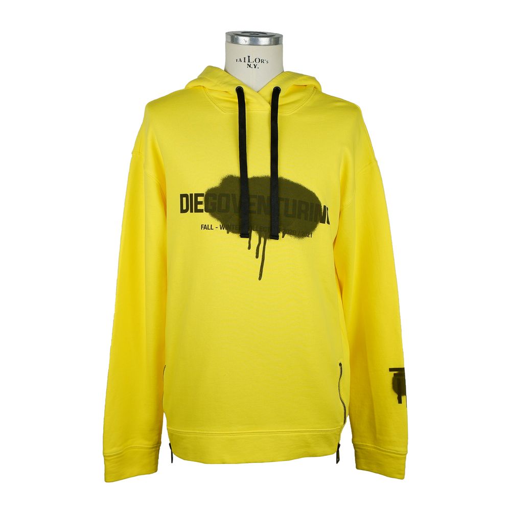 Yellow Cotton Men's Hooded Sweater