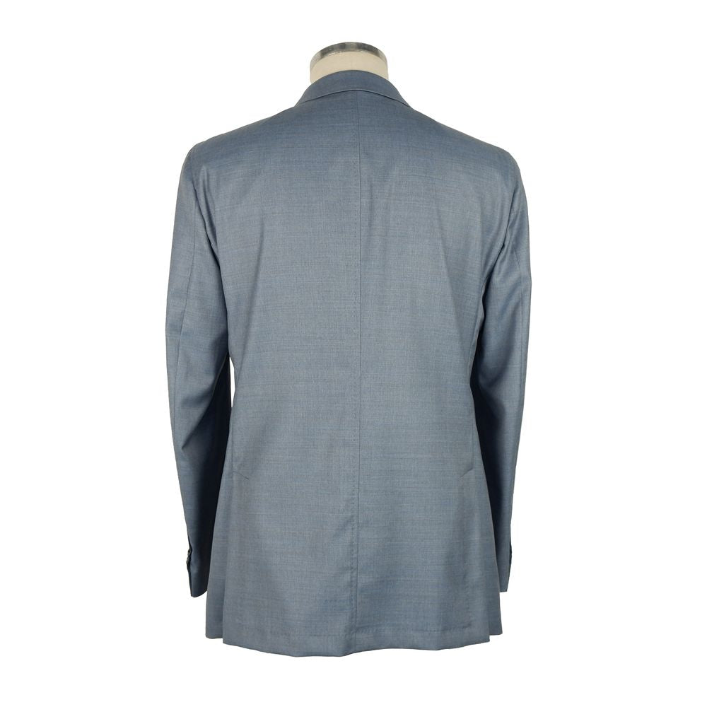 Light Blue Wool Men Blazer