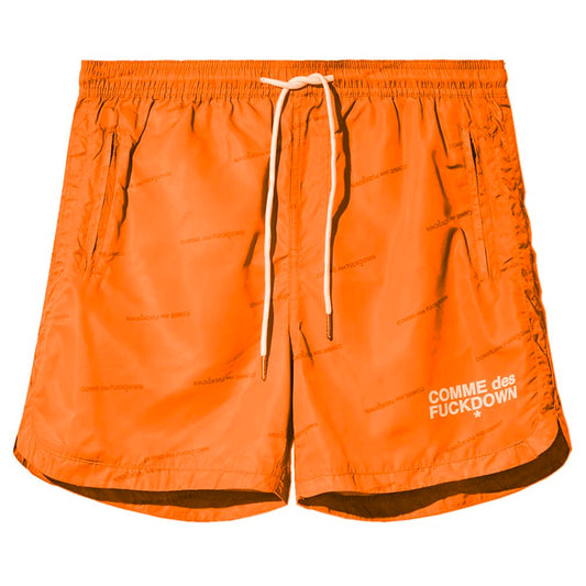 Orange Polyester Men Swim Short