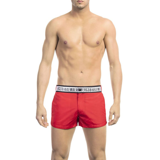 Red Polyamide Men's Swim Short