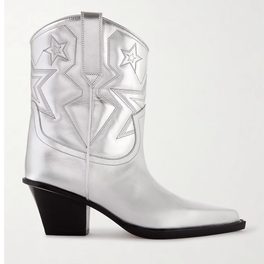 Gray Leather Women Ankle Boot
