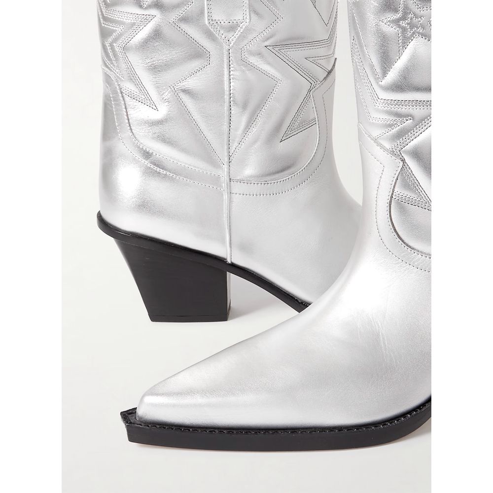Gray Leather Women Ankle Boot